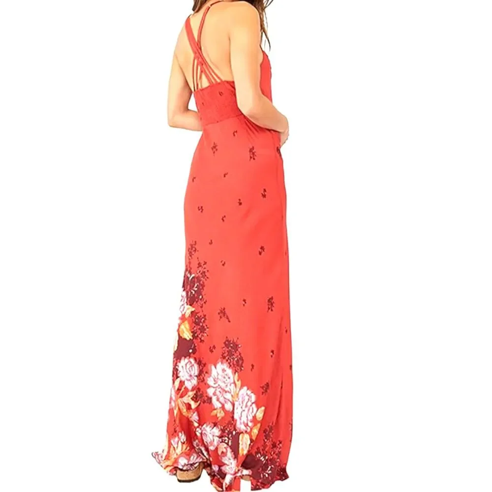 🌺Free People Red Floral Maxi Dress🌺
💜🌷Free Earrings w Purchase🌷💜 - Picture 4 of 13